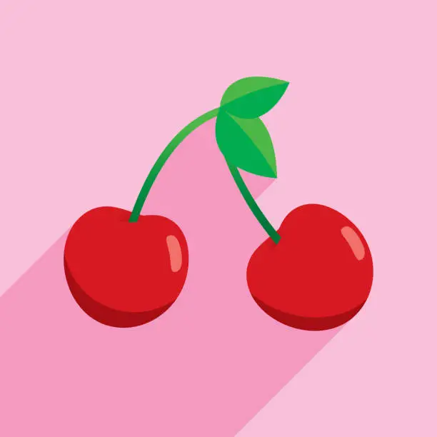 Vector illustration of Cherries Icon Flat