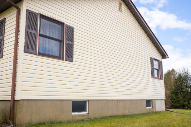 maison avec le revêtement jaune pâle de vinyle - siding house plastic construction photos et images de collection