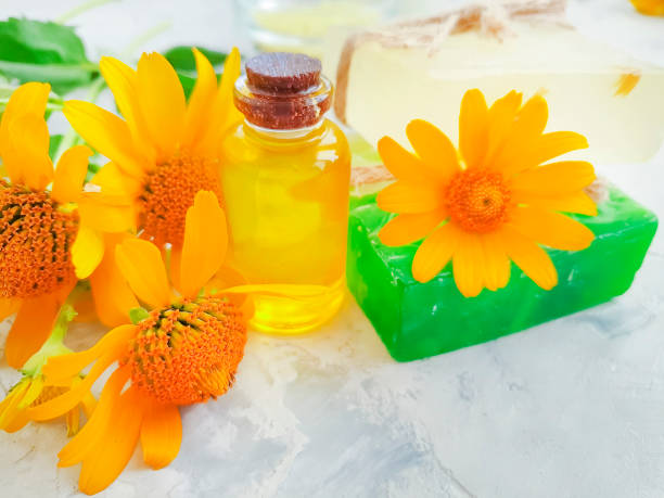 istock soap, calendula flower oil 1165792044