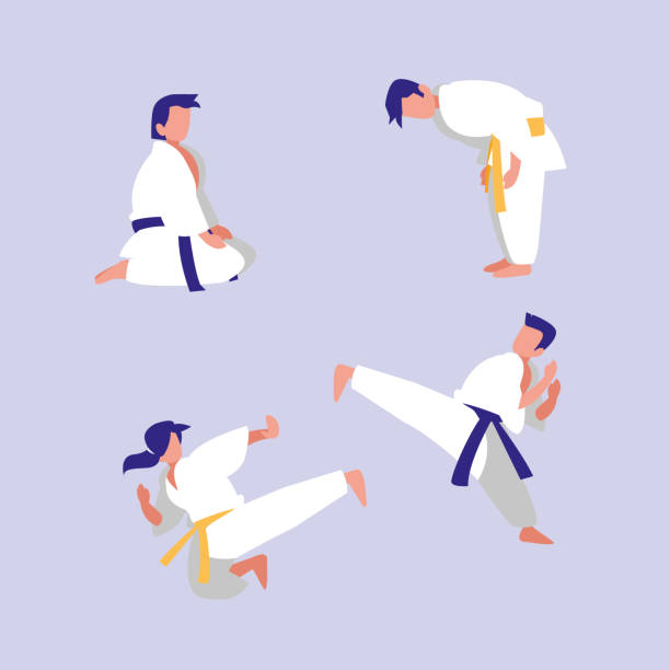 group people practicing arts martial avatar character group people practicing arts martial avatar character vector illustration design karate illustrations stock illustrations