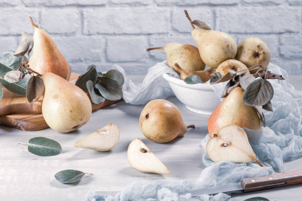 istock Fresh organic pears. Fruit background. Pear autumn harvest. 1165795245