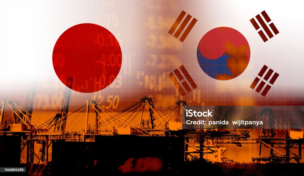 日韓貿易戦争ホワイトリスト経済紛争日本集会輸出入製品軍の船舶で韓国製品輸出規制技術事業をボイコット宣言 日本のストックフォトや画像を多数ご