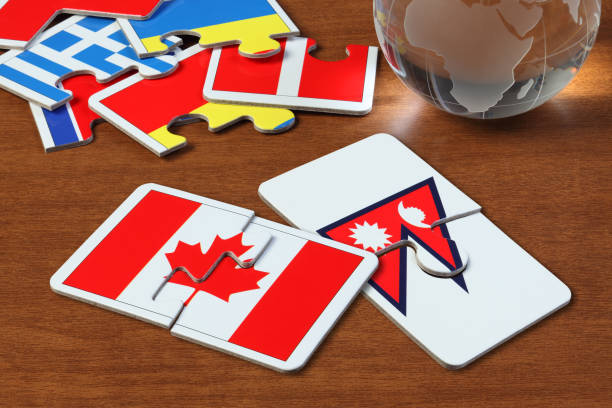 istock Canada and Nepal Flags in puzzle 1165823339