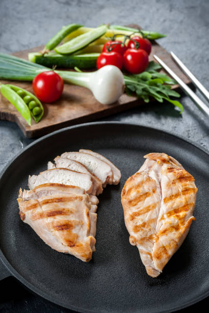 istock Grilled chiken fillet on frying pan 1165828825