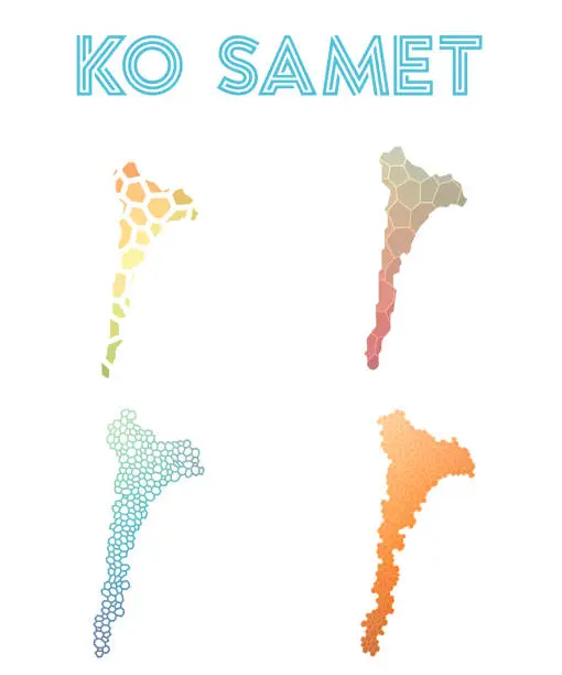 Vector illustration of Ko Samet polygonal island map.