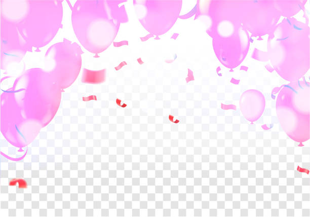 istock Happy Birthday Greeting Card with balloons on abstract background with light effect 1165831315