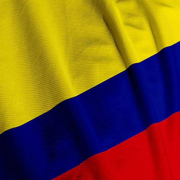 Close up of the Colombian flag, square image