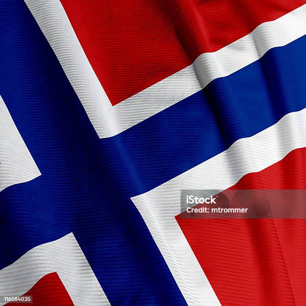 Grande Plano Da Bandeira Norueguesa - Fotografias de stock e mais imagens de Azul - Azul, Bandeira, Bandeira Nacional