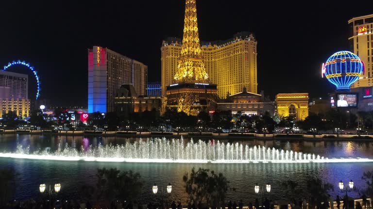 Aerial view of the water show in Las Vegas