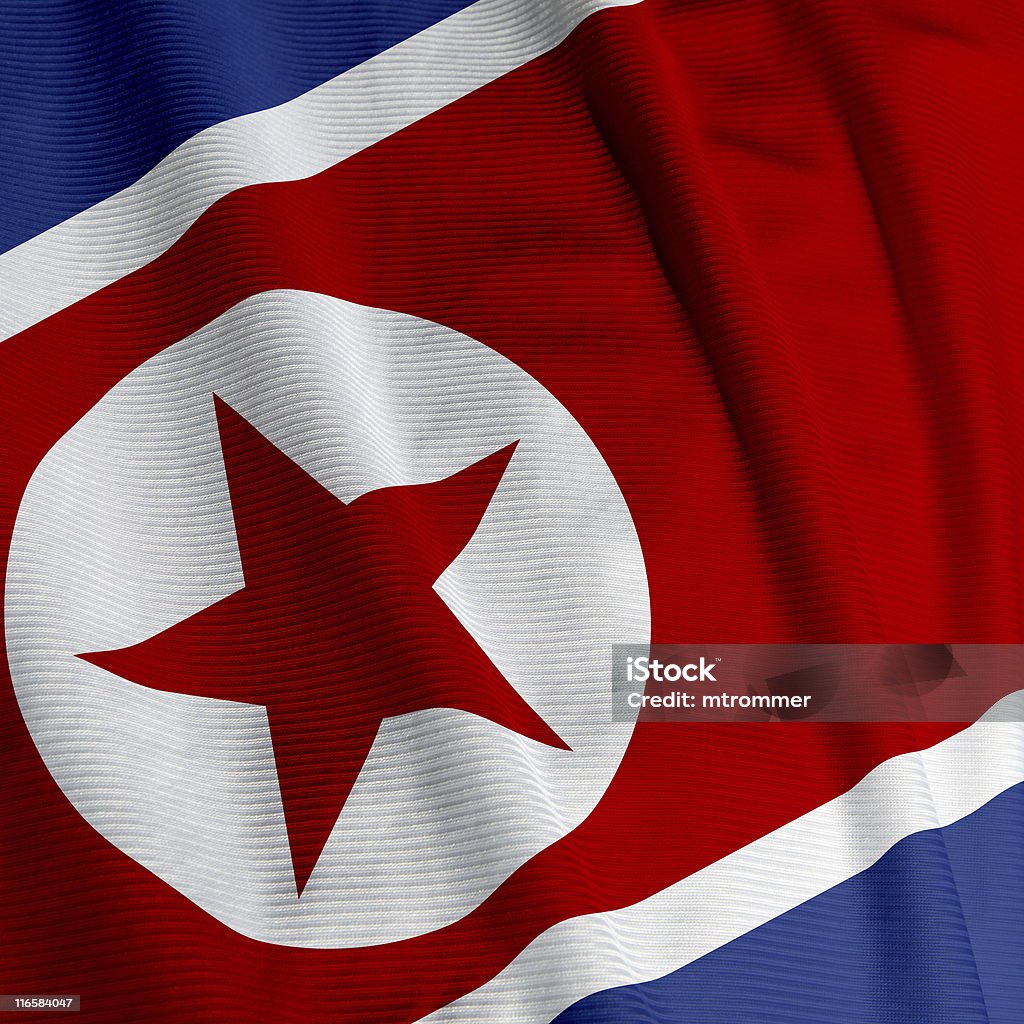 Nordkoreanische Flagge, Nahaufnahme - Lizenzfrei Asien Stock-Foto