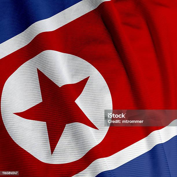 Nordkoreanische Flagge Nahaufnahme Stockfoto und mehr Bilder von Asien - Asien, Blau, Extreme Nahaufnahme