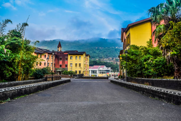 Colorful streets of lavasa city between the hills in pune, india Colorful streets of lavasa city between the hills in pune, india village maharashtra stock pictures, royalty-free photos & images