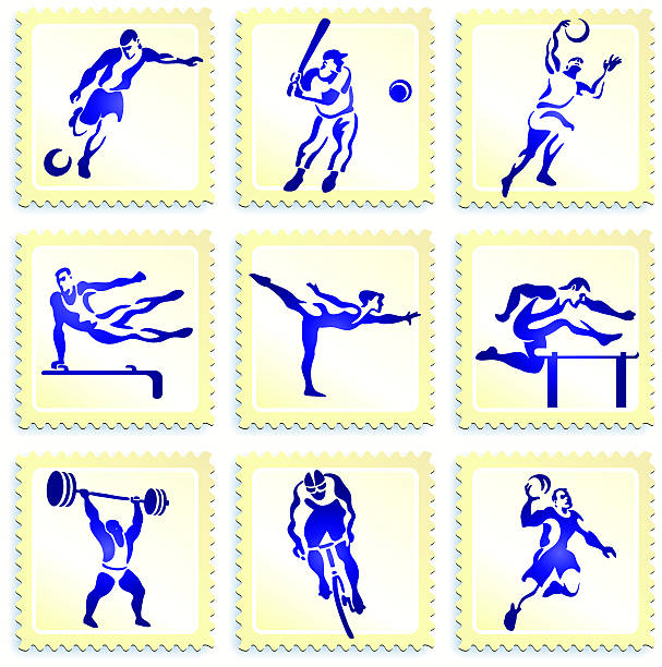 illustrations, cliparts, dessins animés et icônes de logo sports olympiques et bouton collection - baseballs ball sport gym