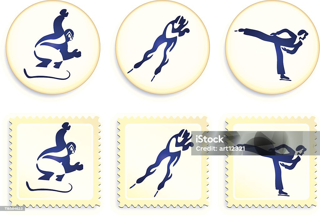 sport zimowy znaczki i przyciski - Grafika wektorowa royalty-free (Góry Olympic)