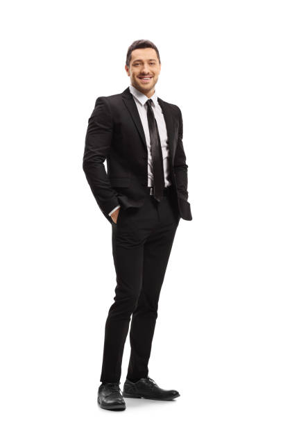 istock Young man wearing a modern black suit and smiling 1165850518