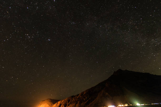 istock Mountain silhouette and starry sky (Iceland) 1165854060