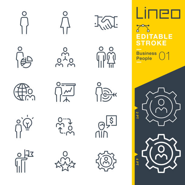 Lineo Editable Stroke - Business People line icons Vector Icons - Adjust stroke weight - Expand to any size - Change to any colour finance meeting stock illustrations