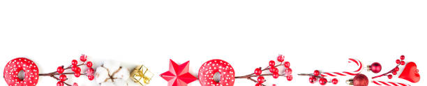 istock Red Christmas composition in row on white background 1165857807