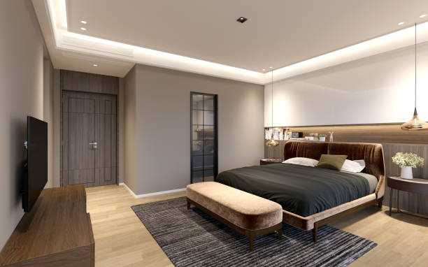 istock 3d render of bedroom interior. 1165857934