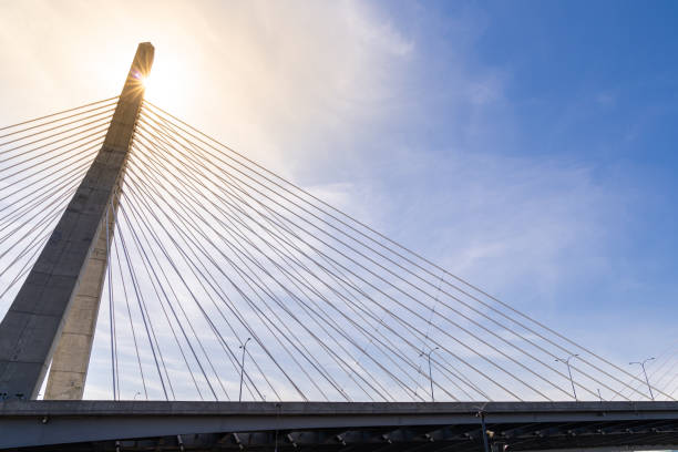 ボストンザキム橋 - boston bridge leonard p zakim bunker hill bridge massachusetts ストックフォトと画像