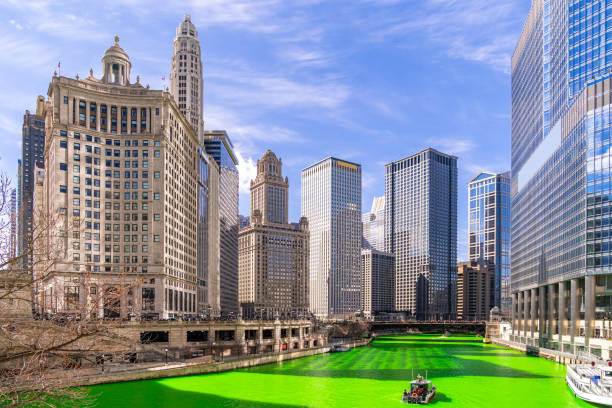 istock Dyeing River Chicago St' Partick Day. 1165861546