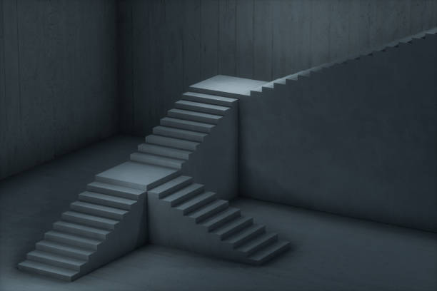 istock The stairway in the dark basement, 3d rendering. 1165864935