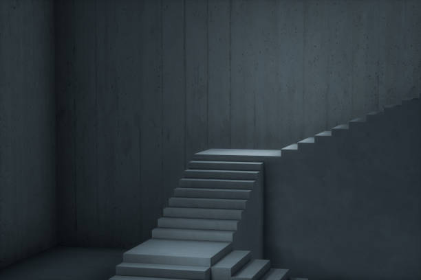 istock The stairway in the dark basement, 3d rendering. 1165864968