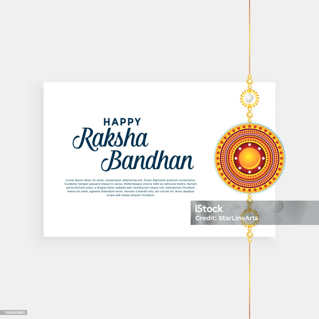 Raksha Bandhan Festival Background With Golden Rakhi Stock ...