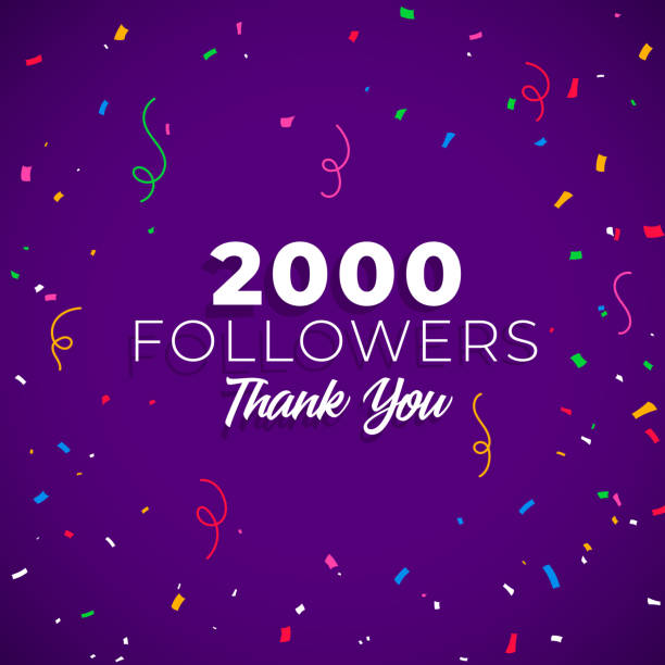 illustrazioni stock, clip art, cartoni animati e icone di tendenza di 2000 follower rete di social media - mille grazie