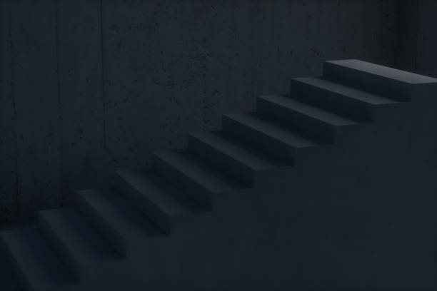 istock The stairway in the dark basement, 3d rendering. 1165866035