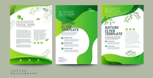 illustrazioni stock, clip art, cartoni animati e icone di tendenza di vector eco flyer, poster, brochure, modello di copertina della rivista. foglia verde moderna, design dell'ambiente. - vettore - backgrounds environmental conservation green environment