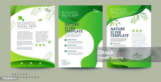 Vector Eco Flyer Poster Brochure Magazine Cover Template Modern Green Leaf Environment Design Vector Stock Illustration - Download Image Now