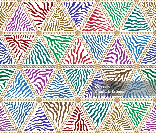 Triangular Patchwork Template Vector Triangular Patchwork Seamless Pattern From Hand Drawn Zebra ...