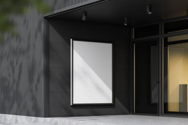 istock Mock up banner on gray building wall 1165873485