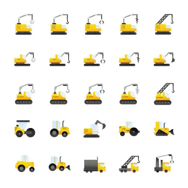 Vector illustration of Construction Equipment Icon Set