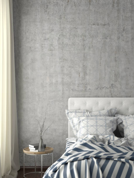 istock poster frame mock up on the wall in bedroom 1165875043