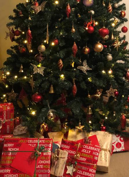 istock Beautifully wrapped Christmas presents under the tree 1165875213