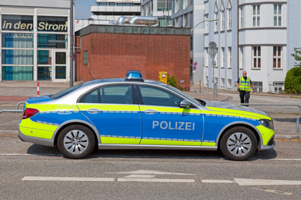 Hamburg, Germany - June 02 2019: Policeman heading back to his car.