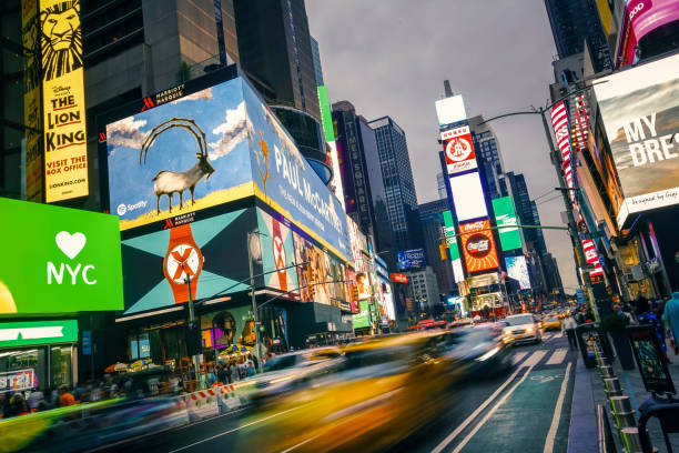 Times Square in New York City Night view of the New York Times Square (TimesSquare) retail digital signage stock pictures, royalty-free photos & images