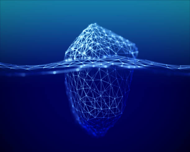 illustrations, cliparts, dessins animés et icônes de la métaphore du big data, un iceberg avec une petite partie visible et grande invisible dans la mer profonde. - computer equipment virtual reality simulator mathematics technology