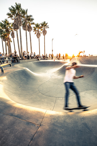 Skaters in Venice Beach skatepark - Los Angeles - USA
