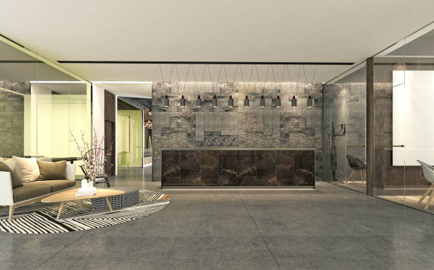 istock 3d render of luxury hotel lobby and reception 1165882458