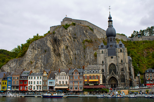 Dinant, Belgium - august 2019: Skyline Dinant and the city of the inventor of the Saxophone