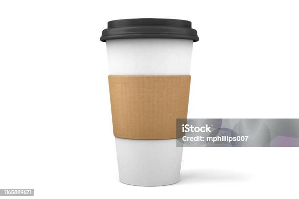 3d Paper Coffee Cup And Lid Isolated On White Stock Photo - Download Image Now - Coffee - Drink, Coffee Cup, Cup