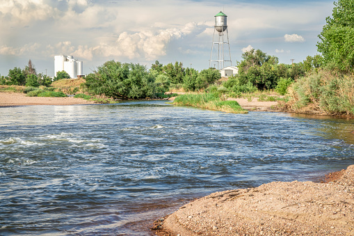 South Platte River at Brighton in northern Colorado, summer scenery