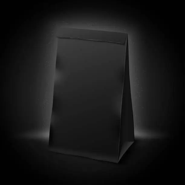 Vector illustration of Vector 3d realistic luxury dark paper pack