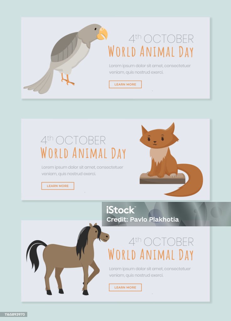 World Animals Day Landing Pages Set Saving Domestic And Wild Animals  Domesticated Birds Event Protecting Nature Forest Wildlife Exotic Fauna  Supporting Pets Website Page Design Layout Stock Illustration - Download  Image Now -