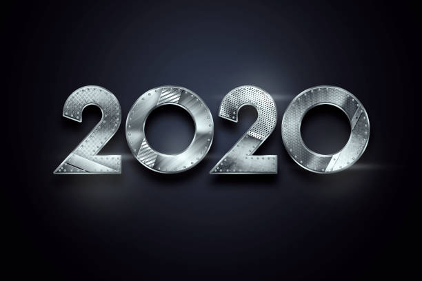 istock Creative design, Happy New Year, Metallic numbers 2020 Design on a dark background. Merry Christmas. 1165895826