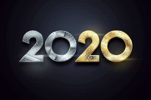 istock Creative design, Happy New Year, Metallic and gold numbers 2020 Design on a dark background. Merry Christmas 1165895841