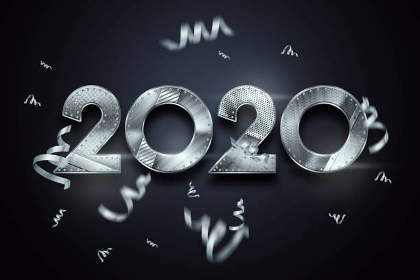 istock Creative design, Happy New Year, Metallic numbers 2020 Design on a dark background. Merry Christmas. 1165895845